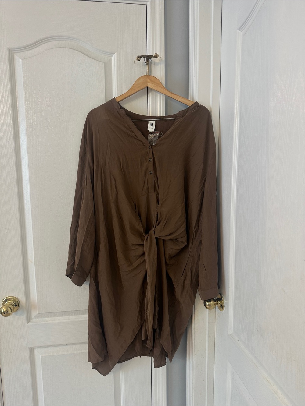 FLAWLESS Brown Tie-Front Dress